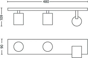 Philips RUNNER 53093/48/12 - Spot LED RGBW dimabil, 3x GU10 6W 230V, finisaj cromat, cu telecomandă inclusă