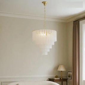Lustra suspendata metal auriu, sticla alba GORDON 60