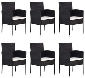 Set mobilier de gradina, 7 piese, negru, poliratan