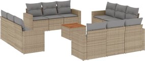 vidaXL Set canapele de grădină, 13 piese, cu perne, bej, poliratan