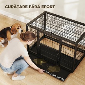 PawHut Cușcă pentru Câini Robusta, 94x60x64 cm, cu Tavă Detașabilă. | Aosom Romania