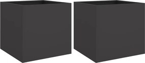 vidaXL Jardiniere, 2 buc., negru, 42x40x39 cm, oțel