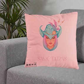 Perna Personalizata Zodiac Sagetator Cowgirl, 40x40 cm, Roz, Husa Detasabila, Perna Inclusa, BEKZ®