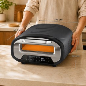 HOMCOM Cuptor pentru pizza pentru interior, cuptor electric de 30,48 cm cu 8 programe, 430 °C, temporizator, piatră ceramică, 2200 W | Aosom Romania