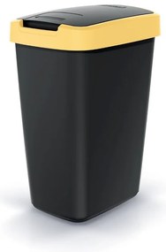 Coș de gunoi cu capac colorat, 12 l, galben/negru