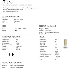 Aplica de perete design elegant Tiara crom/auriu