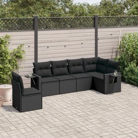 3252562 vidaXL Set mobilier de grădină cu perne, 6 piese, negru, poliratan