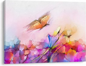 Tablou - Fluture asupra florilor, abstracție (70x50 cm)