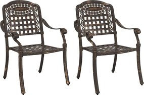 vidaXL Scaun pentru Grădină 2 pcs Bronz 55 x 56,5 x 91cm Aluminiu