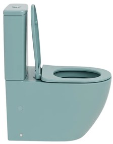 Set vas wc stativ rimless verde turcoaz mat Foglia Oslo cu rezervor si capac soft close inclus Turcoaz mat