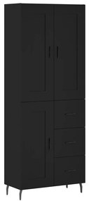 3200018 vidaXL Dulap înalt, negru, 69,5x34x180 cm, lemn compozit