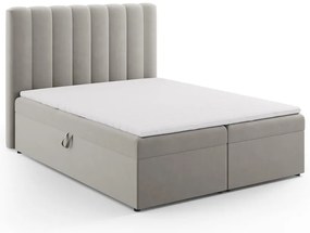 Pat boxspring gri cu spațiu de depozitare 160x200 cm Gina – Milo Casa