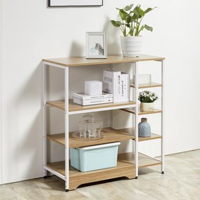 HOMCOM Raft Bucătărie Stil Industrial, Dulap cu 7 Rafturi, Design Modern, Alb, Soluție Depozitare Elegantă | Aosom Romania
