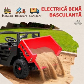 AIYAPLAY Mașină Electrică pentru Copii UTV 12V Off-road cu Portbagaj, 2 Motoare, Centură în 3 Puncte, Telecomandă, Suspensii, USB, Muzică, Lumini, 1.8-3.7 km/h, 3-8 Ani, Roșu | Aosom Romania