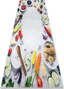 ANDRE 33580 covor lavabil Condimente, legume bucatarie, anti-alunecare - argint / verde