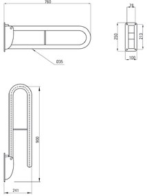 Bara sprijin vas WC pentru persoane cu dizabilitati, aluminiu, Vital, Deante Aluminiu