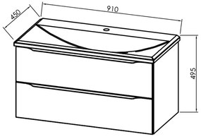 Set mobilier suspendat si lavoar Kolpasan, Tara, 91 cm, alb mat