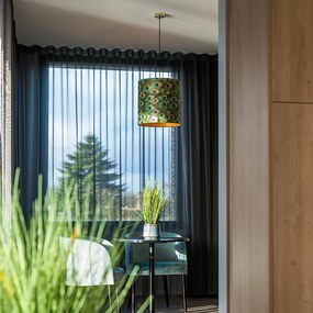 Abajur din catifea cu design de păun 40/40/40 cu interior auriu