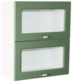 Corp superior vitrina 60 cu 2 usi orizontale Zebra MDF verde drept