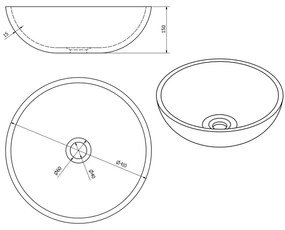 Sapho - Lavoar pe blat PRIORI Ø 41 cm, ceramică/multicolor