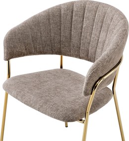 Fotoliu de sufragerie de design, textil maro/gold crom auriu, DASMIN TIP 1