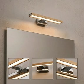 Brilagi-LED Iluminare pentru oglindă de baie 3 în 1 WOODY MIRROR LED/8W/230V 40 cm IP44 crom/stejar