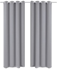Draperii opace cu inele metalice, 2 buc., gri, 135 x 245 cm