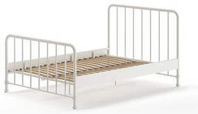 Pat matrimonial alb din metal cu somieră 140x200 cm BRONXX – Vipack