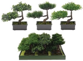 Planta decor bonsai, 24x19x23 cm, verde/gri/maro, disponibila in 3 variante