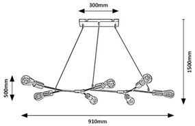 Lustră pe cablu BRANWEN 7xE27/25W/230V Rabalux 72027