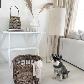 Lampa de podea de design cu abajur din in bej - Rich