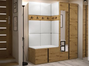 Mobilier hol Tovenaz XII (Stejar artisan + Negru + Alb) (cu oglindă). 1104812