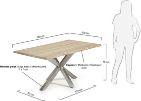 Masa Dining ARYA 180x100cm otel mat/ stejar albit C790M33 JG