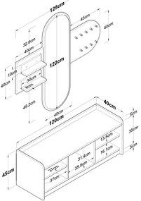 Set de hol Ema White and Walnut