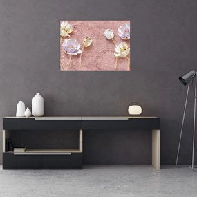 Tablou pe sticlă cu flori (70x50 cm)