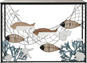 Consolă decorativă din metal și lemn cu temă marină, „Oceans"