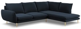 Coltar Vienna 6 locuri velvet picioare aurii L275 cm