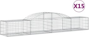 vidaXL Coșuri gabion arcuite, 15 buc., 300x50x40/60cm, fier galvanizat