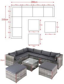 Deuba Set ratan de gradina XXL - perne gri/antracit