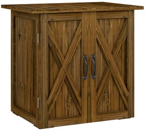 Outsunny Dulap de Exterior din Lemn cu 2 Uși, Căsuță de Grădină pentru Unelte cu Acoperiș Impermeabil, 77x55x72 cm, Maro | Aosom Romania