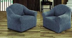 Set 2 huse elastice pentru fotolii, fara volanas, cu model Jacquard Cenusiu in dungi