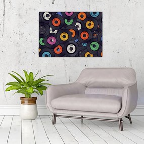 Tablou pe sticlă - plăci de gramofon (70x50 cm)