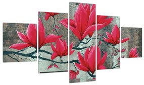 Tablou cu flori roșii (125x70 cm), în 40 de alte dimensiuni noi