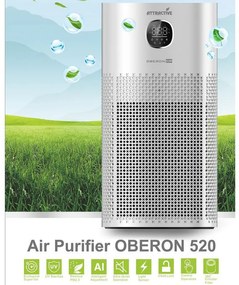 Purificator de aer Atractiv OBERON 520, 50W, Pana la 62 m², Wi-Fi, 5 viteze, Timer, Mod de noapte, Telecomandă, Senzor inteligent de poluare, Alb