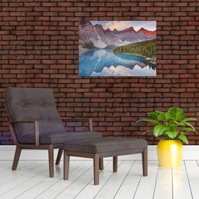 Tablou pe sticlă - Peisaj montan din Canada (70x50 cm)