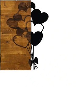 Decoratiune perete LOVE, nuc/negru, lemn/metal, 39x58 cm