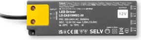 Transformator Easy Click GTV pentru bandă LED, 15W, 12V, IP20, 4 ieșiri Mini AMP, cablu 1,5 m 15 W, 12 V, 1.5 m, Plastic, Easy Click