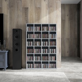 HOMCOM Mobilier de depozitare multimedia 480 CD-uri/312 DVD-uri - bibliotecă din lemn cu rafturi reglabile, 89 x 130,5 cm, gri | Aosom Romania