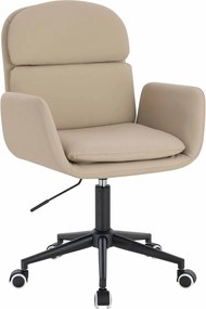 HR480K Scaun Crem Piele Ecologica Premium Soft cu Bază Neagră