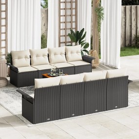 vidaXL Set canapele grădină 9 Piese cu perne Negru Ratan Sintetic